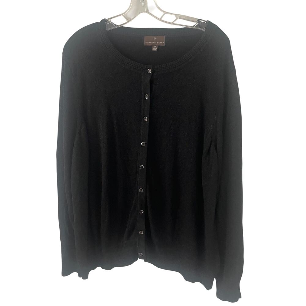 Fenn Wright Mason Black w/Sliver Threads Cardigan Sweater Sz 3X